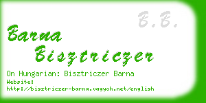 barna bisztriczer business card